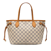 ルイ ヴィトン ダミエ アズール ネヴァーフルPM トートバッグ ショルダーバッグ N51110 ホワイト PVC レザー レディース LOUIS VUITTON 【中古】